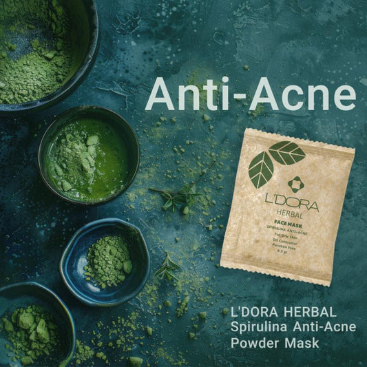 L'DORA HERBAL SPIRULINA ANTI-ACNE POWDER MASK, 10 PCS
